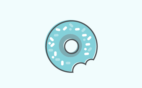 Icon: doughnut with two bites eaten from the lower right side
